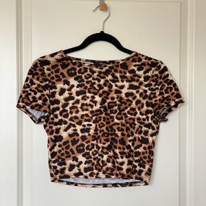 Cheetah Print Cropped Tee